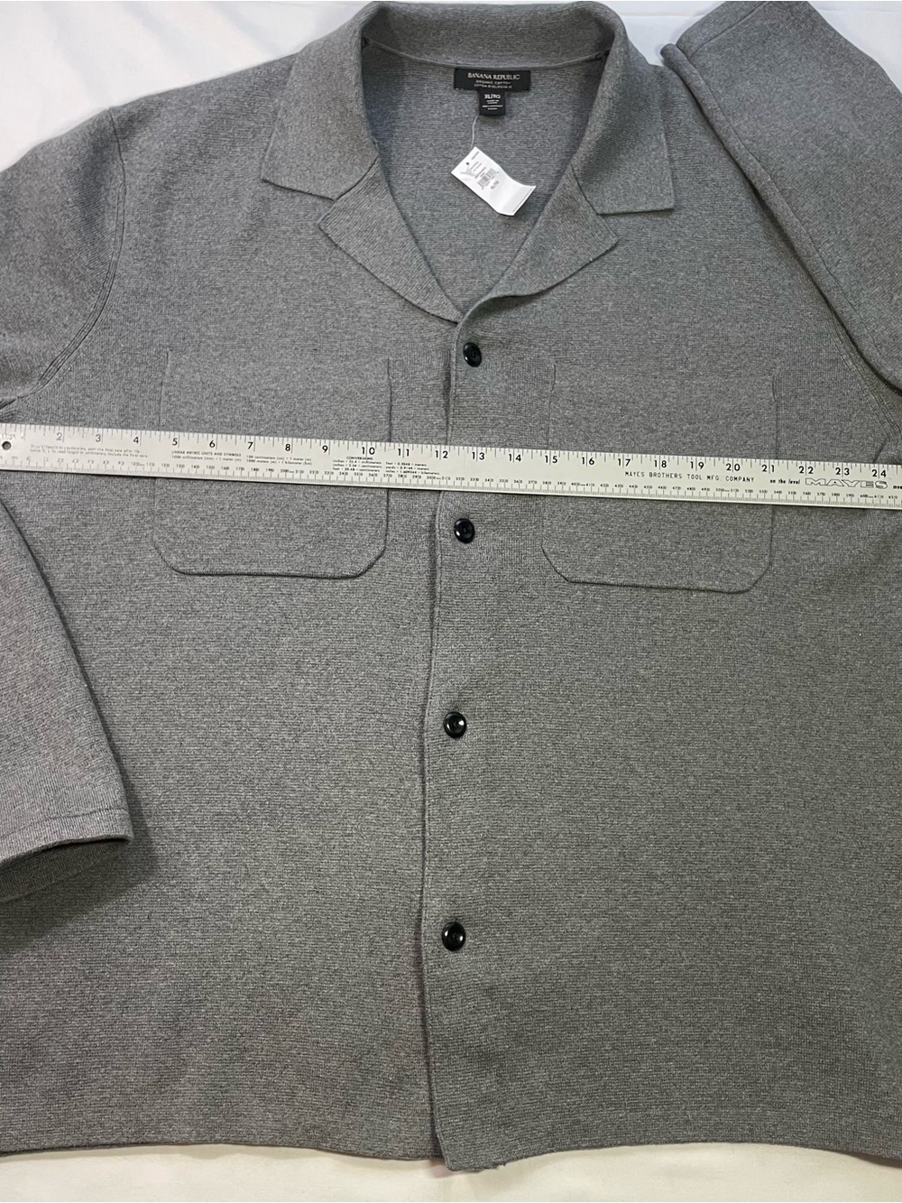 NWT Banana Republic Organic Cotton Knit Camp Collar Shirt Sweater Grey XL - Picture 8 of 8